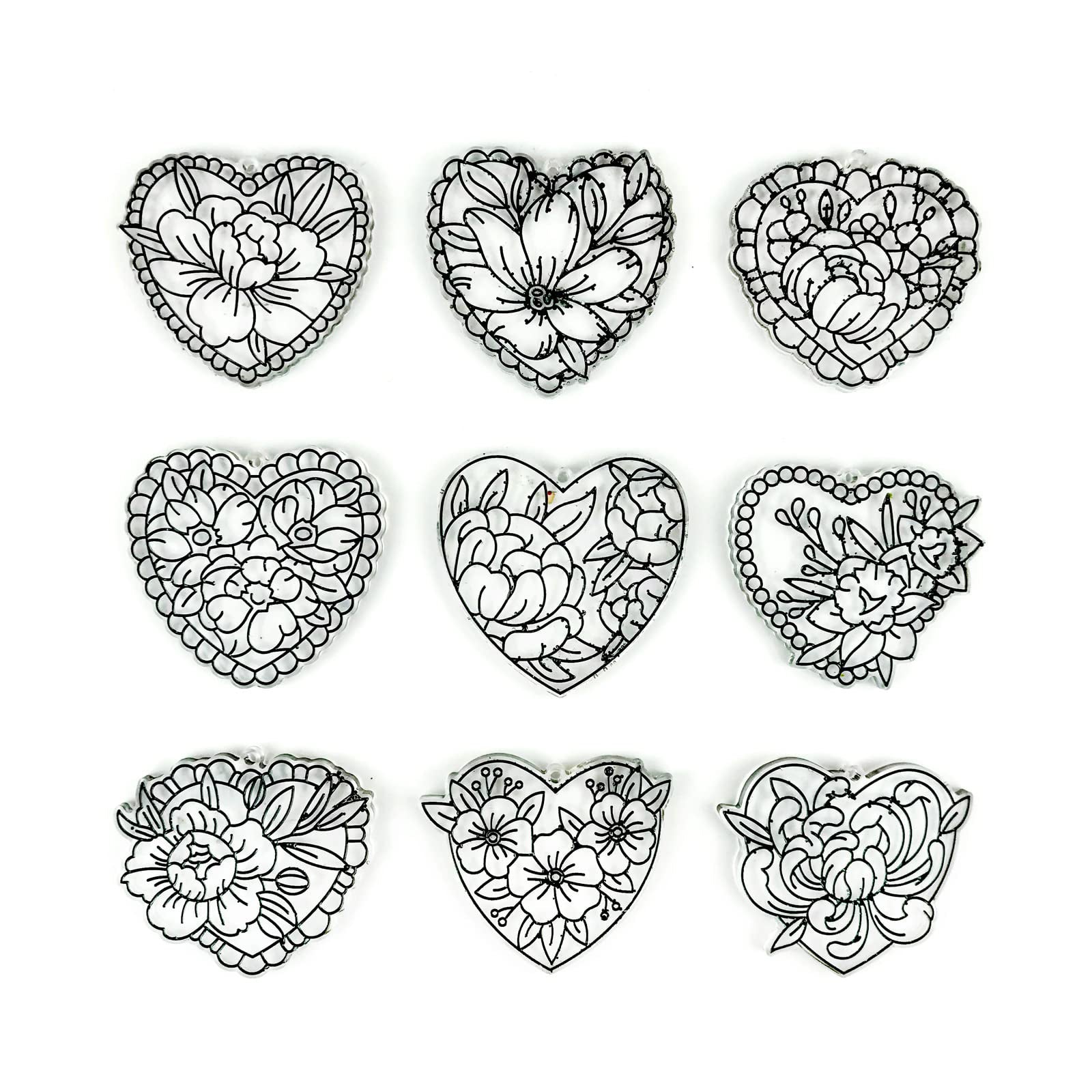 Heart  Shaped Flower Pattern Keychain Pendant Resin Casting Mold
