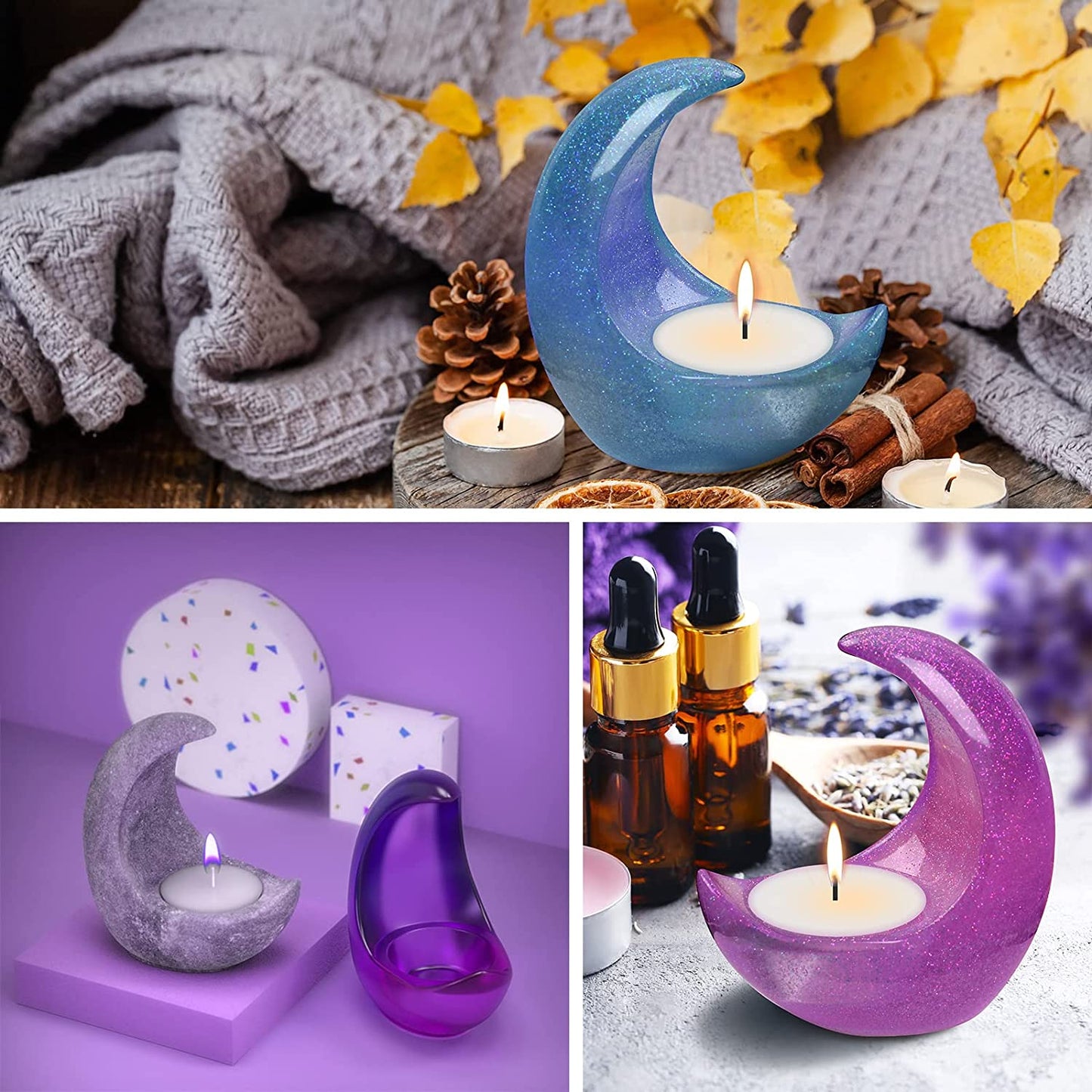 Moon Shape Candle Holder Resin Molds