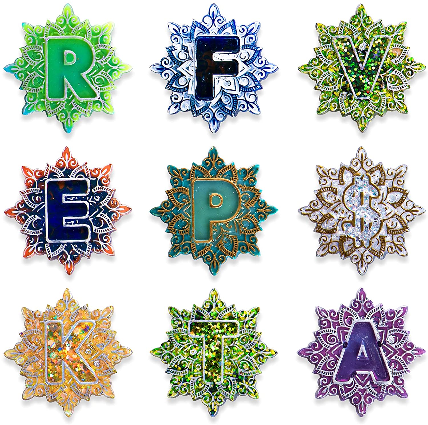 3pcs Mandala Alphabet Resin Molds 26 Letters Molds Keychain Molds