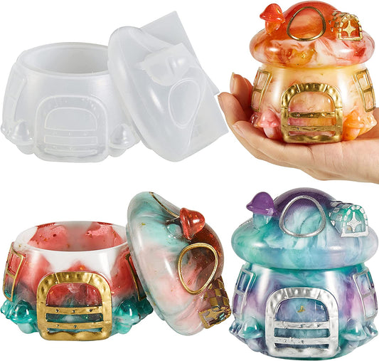 Mushroom House Jar Silicone Mold with Lid