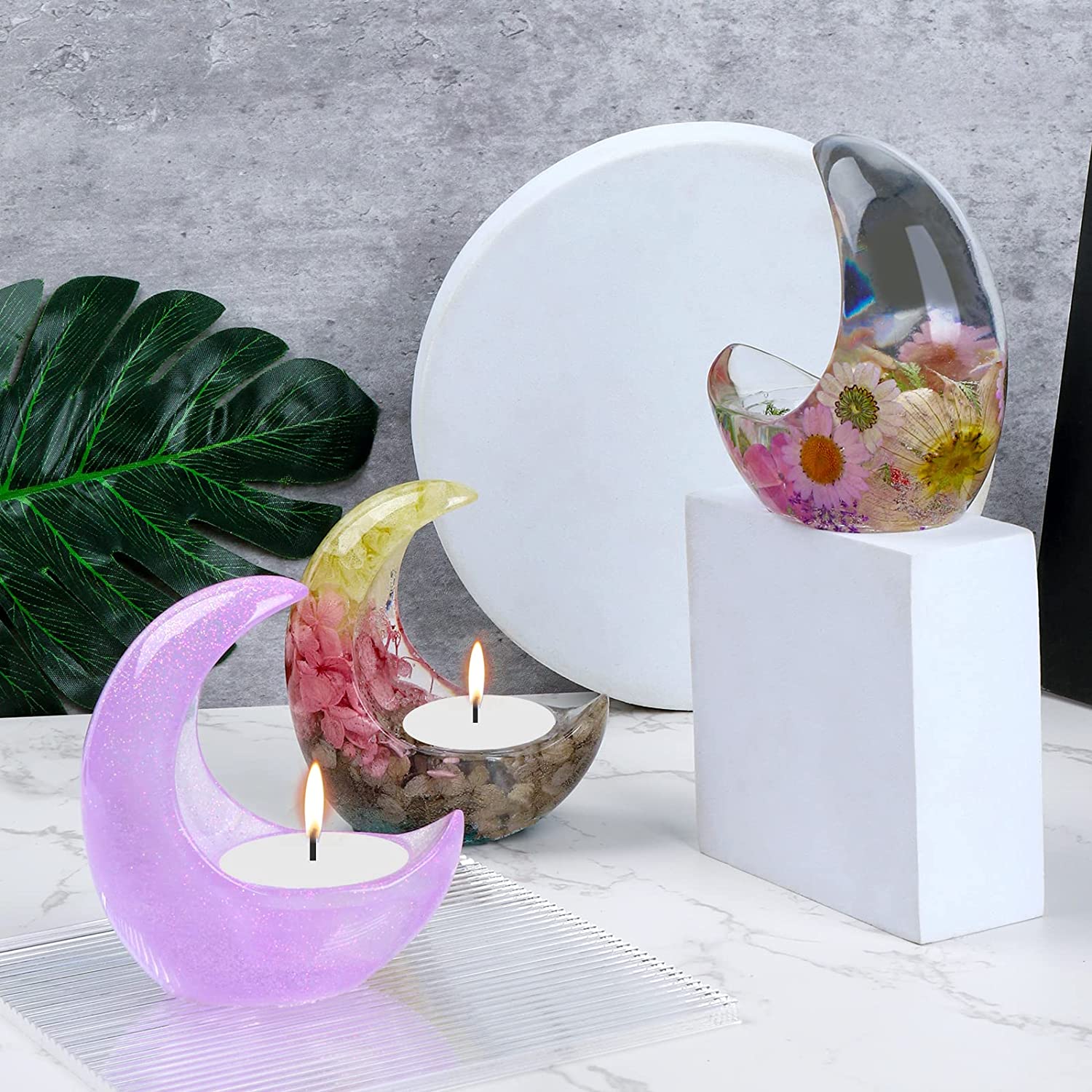 Moon Shape Candle Holder Resin Molds