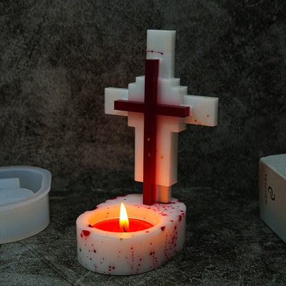 Cross Candlestick Silicone Mold Candle Holder  Resin Mold