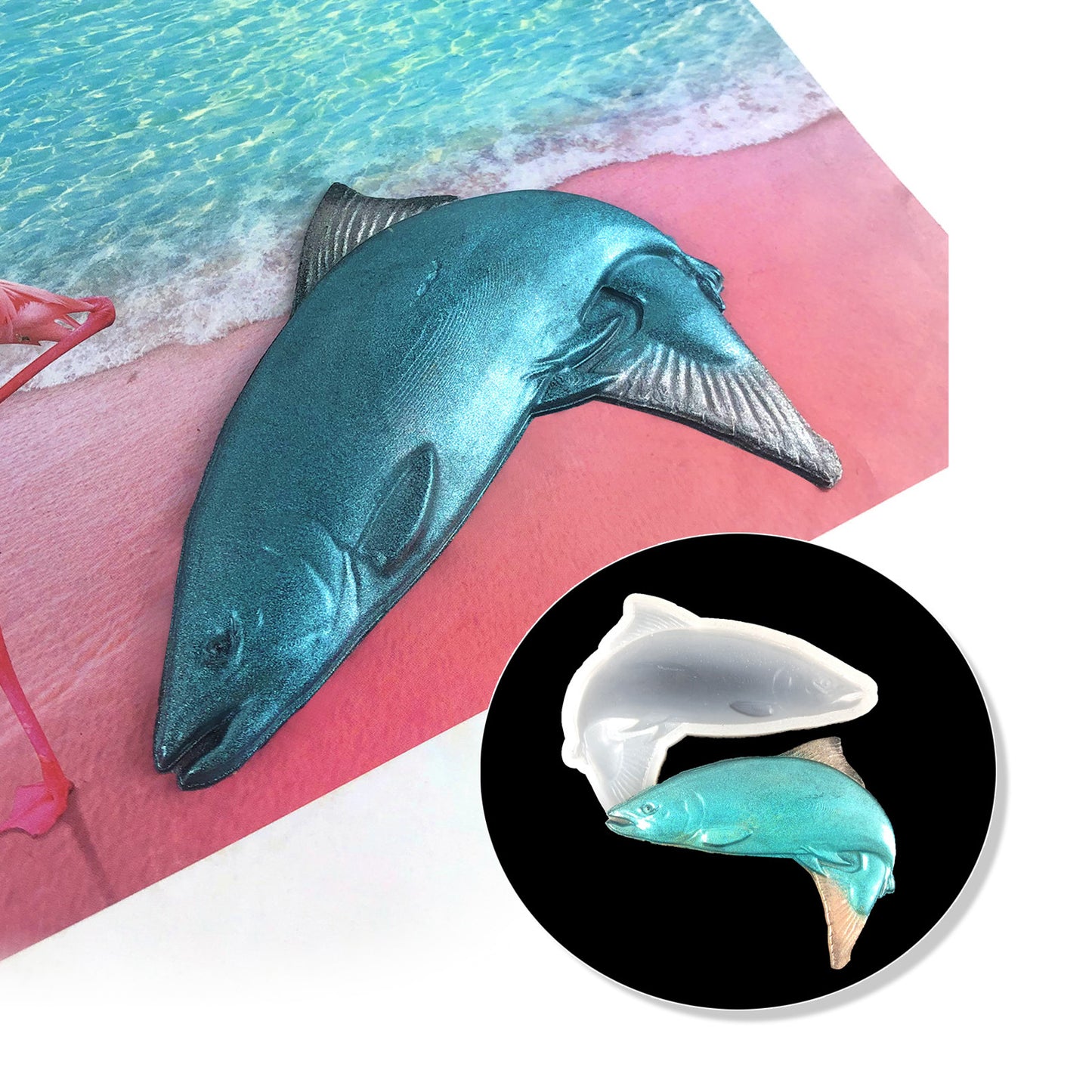 Shark Salmon Backpack Keychain Accessory Resin Mold