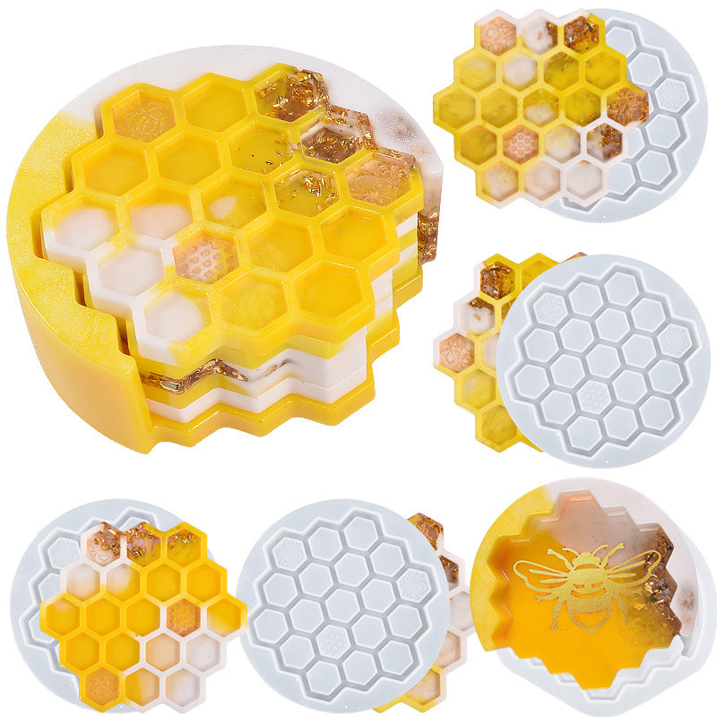 Coaster Silicone Molds 5PCS for Resin, Creative Coaster Mold Coaster  Storage Box with Octagon Silicone Coaster Molds for Resin and Coaster  Holder Resin Molds