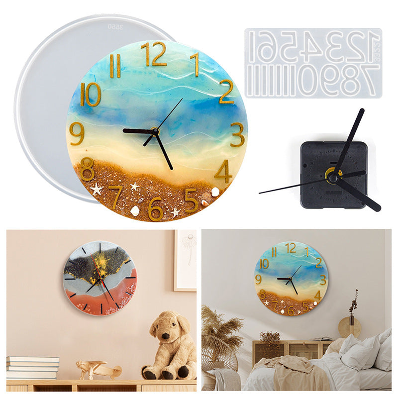 Round clock resin mold set of clock accessories