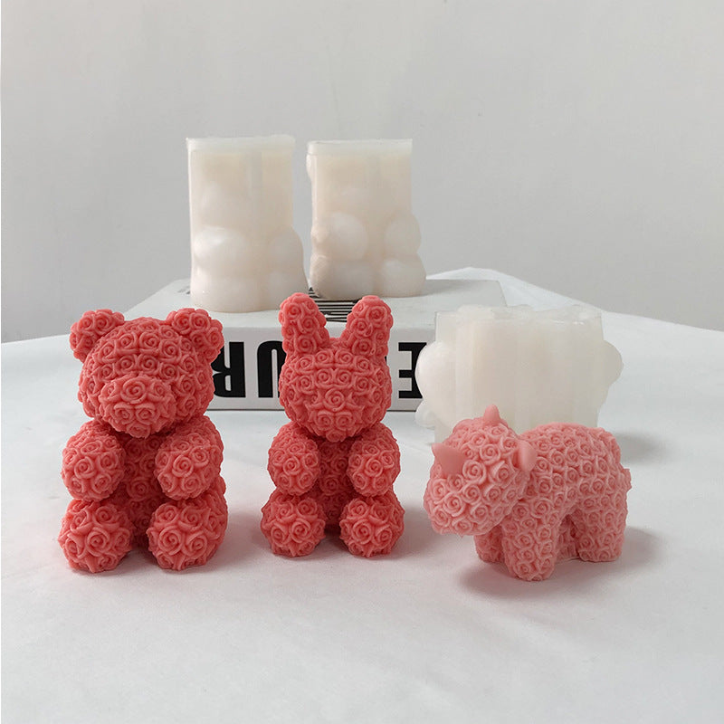 Rose Bear Rabbit Teddy Dog Ornament Resin Mold