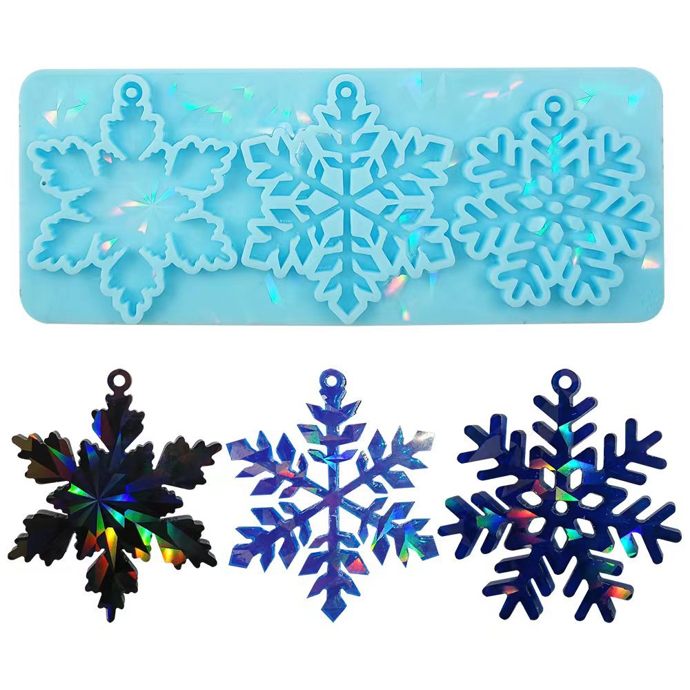 3pcs Laser Snowflake Christmas Decoration Resin Molds