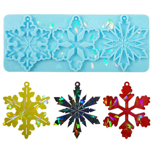 3pcs Laser Snowflake Christmas Decoration Resin Molds