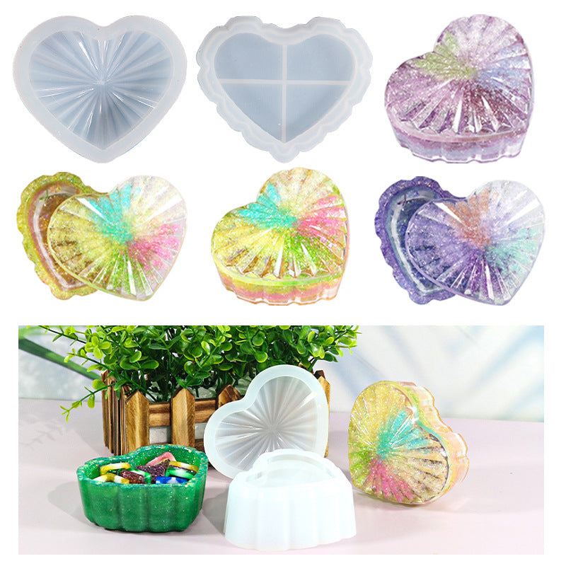 Heart-shaped Striped Storage Box Resin Mold