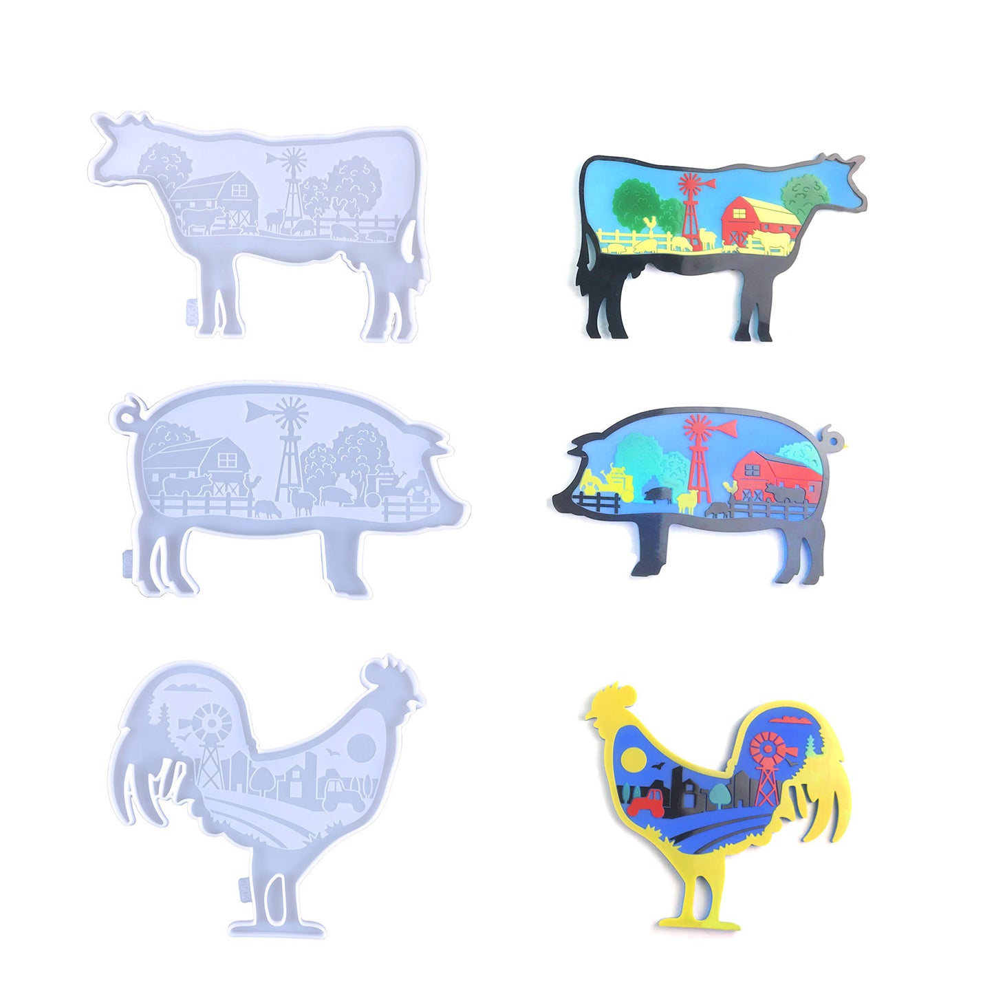 Cow Pig Chicken Ornaments Desktop Decoration Garden Ornaments Resin Mold