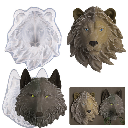 Large Lion Head Wolf Head Wall Hanging Resin Mold