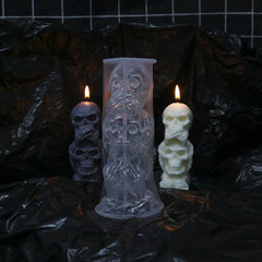 3 Skeleton Candle Halloween Ornaments Mold（with 10 x 20mm wax wicks）