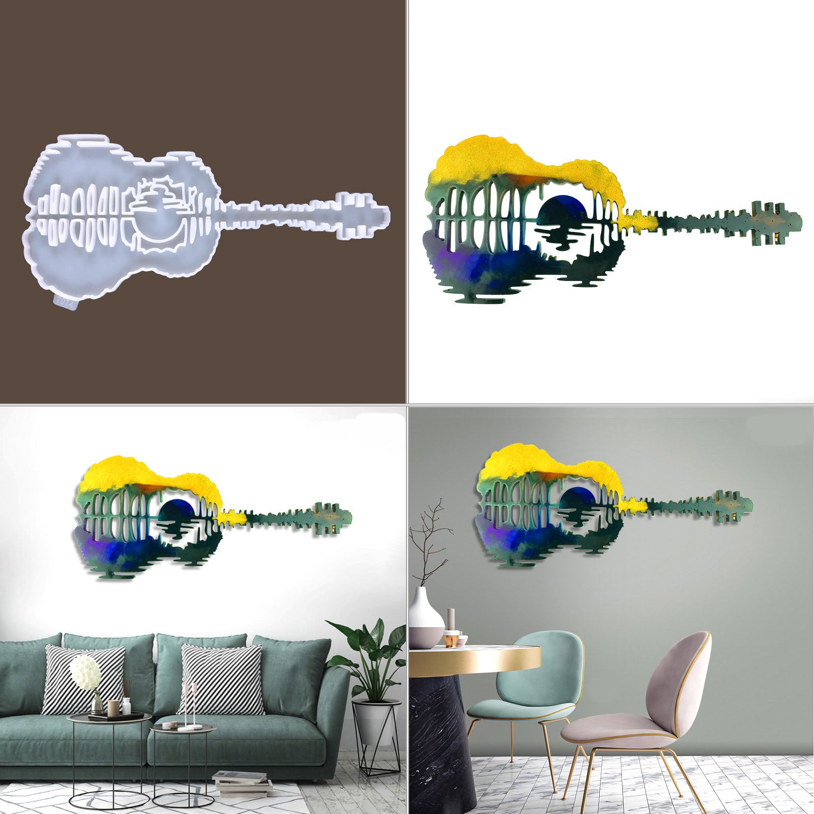Sunset Guitar Resin Molds Abstract Guitar Silicone Molds