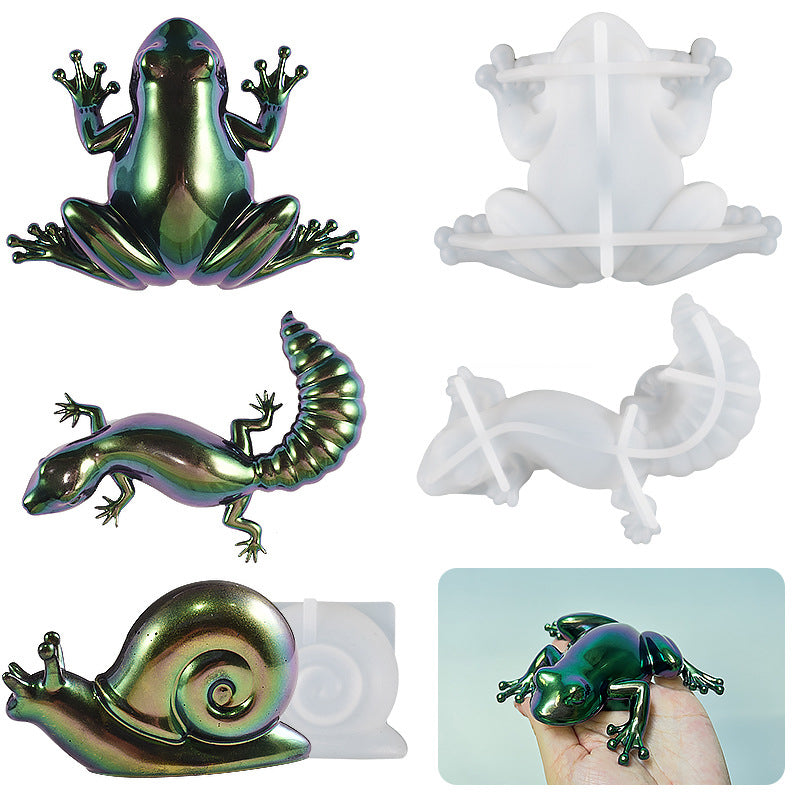 3pcs Frog Lizard Snail Animal Resin Mold