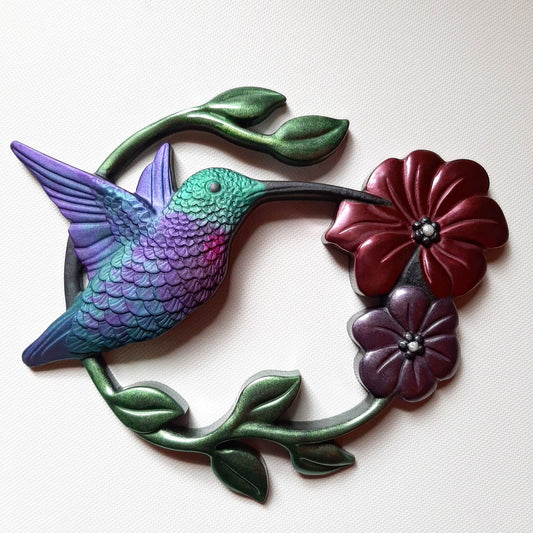 Molde de resina para decoración de pared con diseño floral de colibrí 