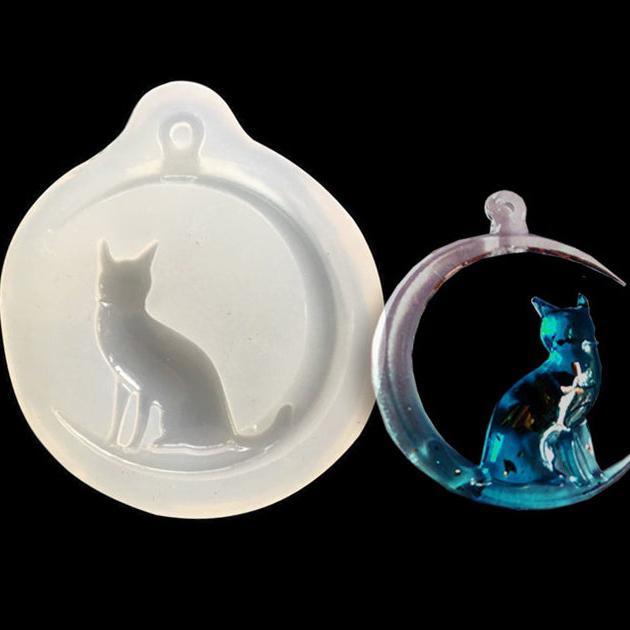 Cat Silicone Mold For Resin Cat On Moon - IntoResin