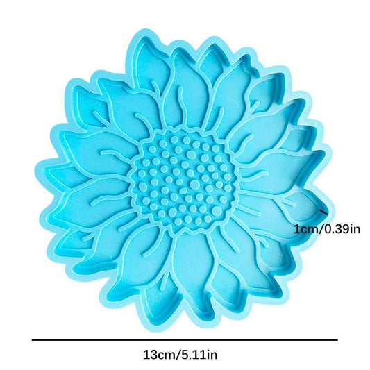 Sunflower Coaster Mold for Resin Casting, Flower Keychain Mold Silicone Flower  Resin Mold
