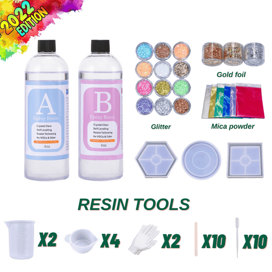 Resin Beginner Kit for Coaster Set, Best Resin Craft Starter Kit with Molds (US ONLY)