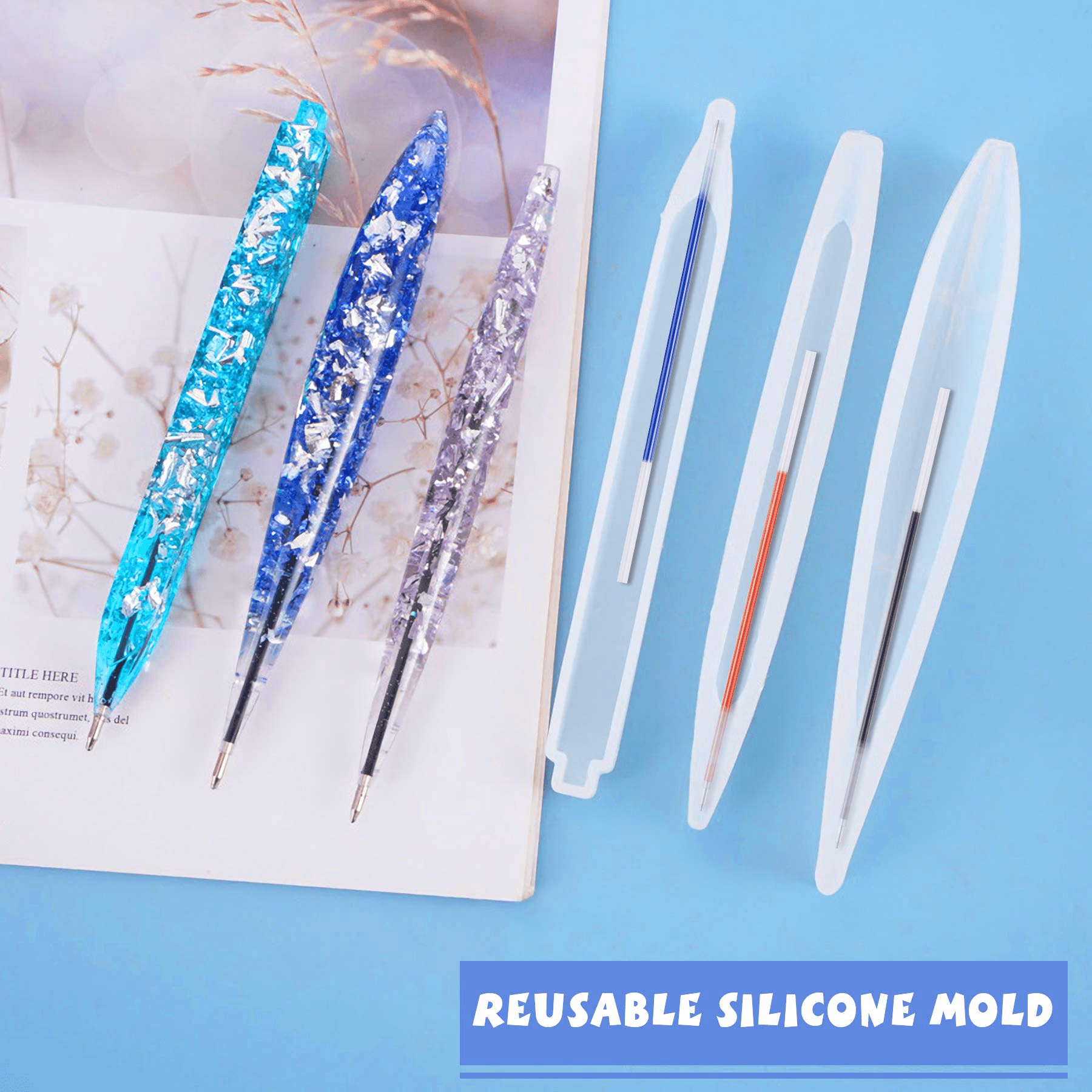 3Pcs Resin Pen Mold, Soft Silicone for Resin Casting