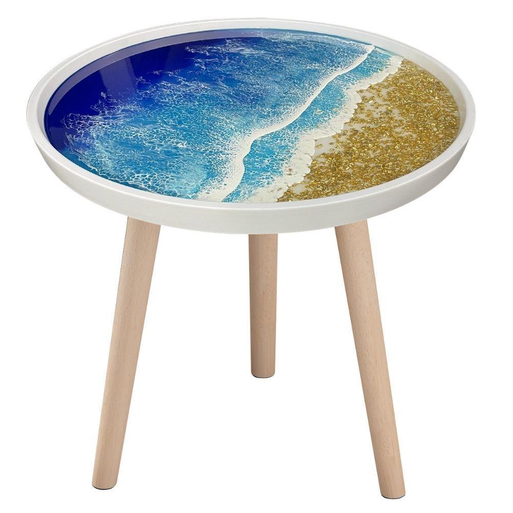 19" Epoxy Ocean Table with Unique Artistic Design - IntoResin